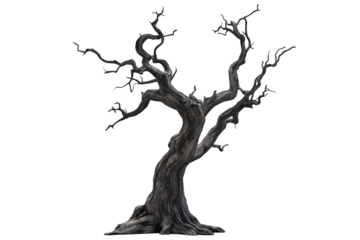 Haunted Dry Tree Illustration Isolated on White