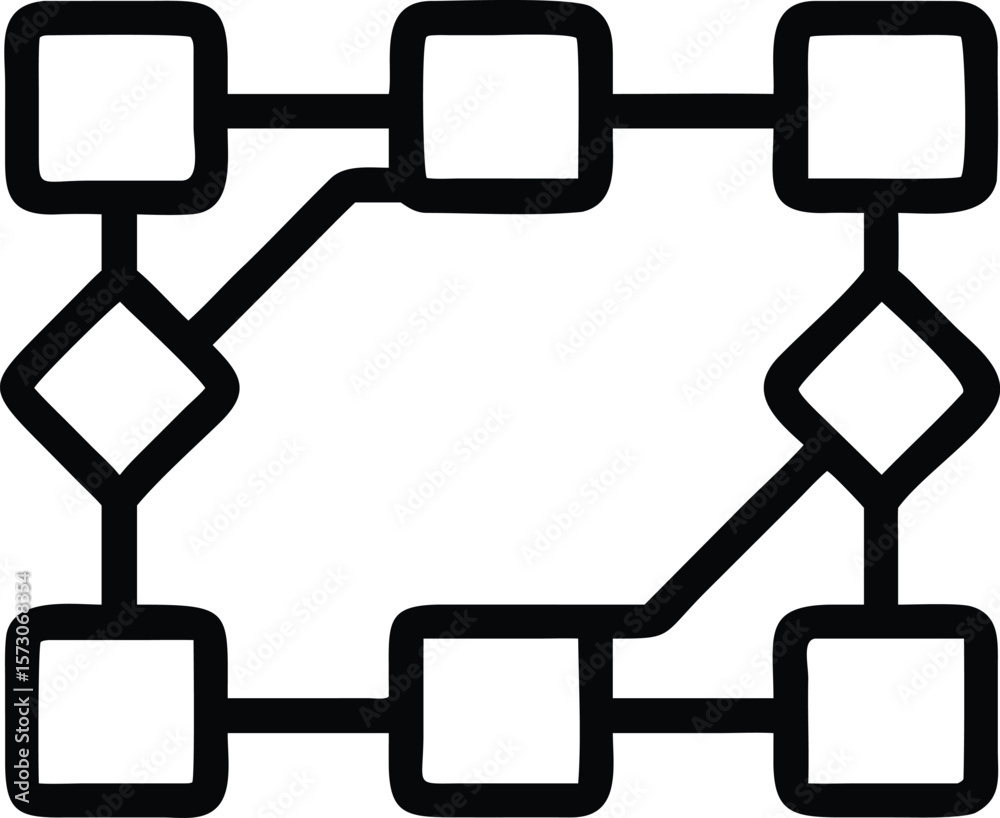 Poster abstract interconnected digital network nodes forming a blockchain chain graphic