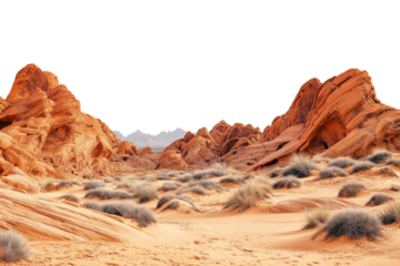 Rocky Orange Valley Desert Panorama Isolated PNG