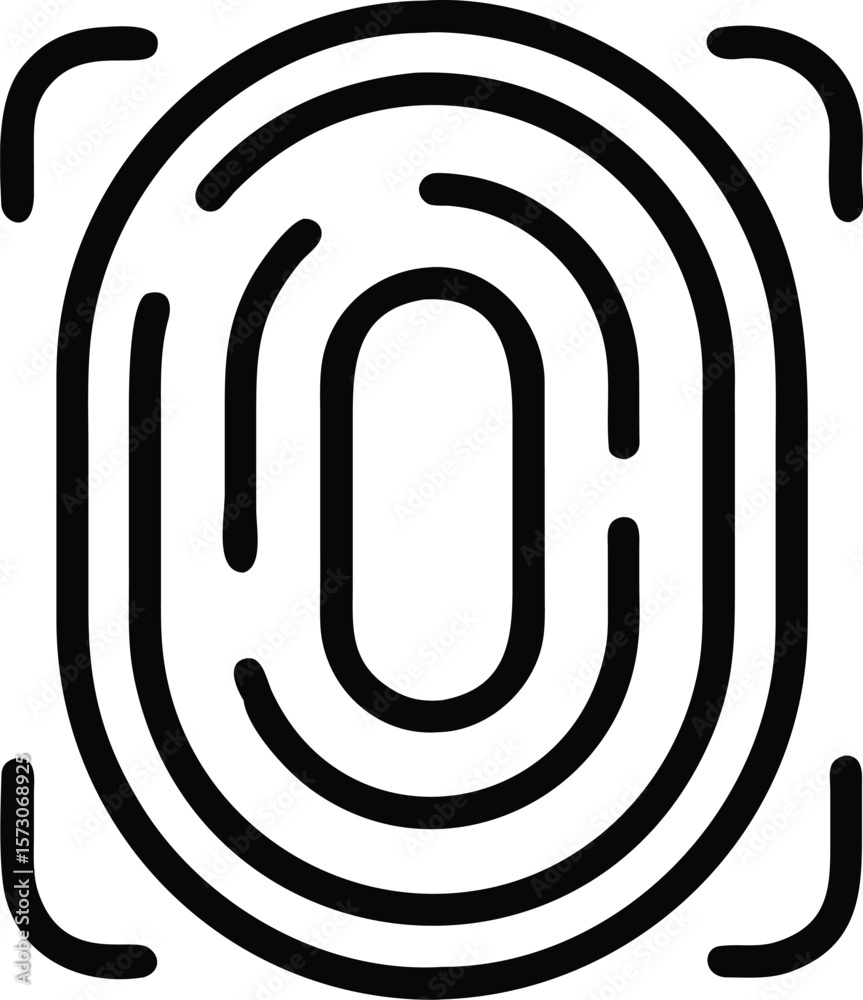 Poster minimal outline fingerprint icon for authentication and security concepts