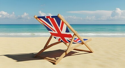 Beach scene with a deckchair using the flag of the UK