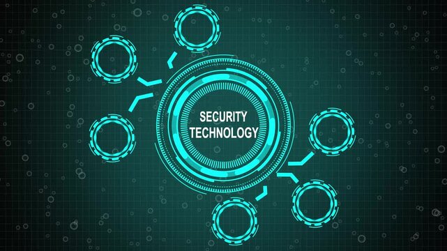 grid background animation. Internet, business, Technology and network concept. A  security technology concept button on a futuristic technology privacy concept. digital technology 4k video  animation.