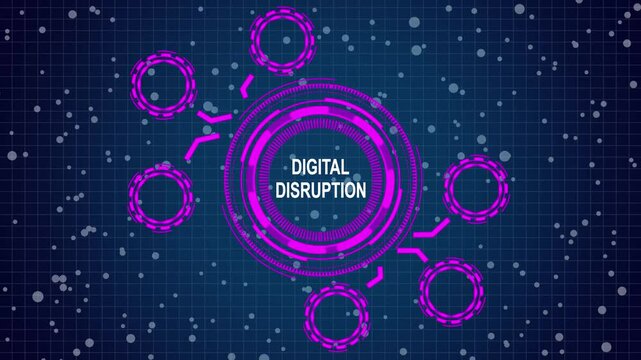 grid background animation. Internet, business, Technology and network concept. A  digital disruption concept button on a futuristic technology privacy concept. digital technology 4k video  animation.