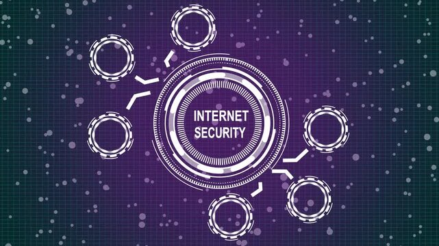 grid background animation. Internet, business, Technology and network concept. A  internet security concept button on a futuristic technology privacy concept. digital technology 4k video  animation.