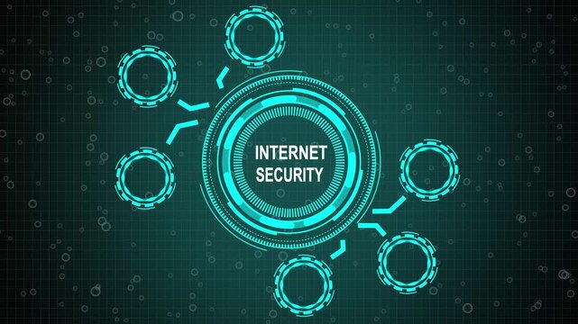 grid background animation. Internet, business, Technology and network concept. A  internet security concept button on a futuristic technology privacy concept. digital technology 4k video  animation.