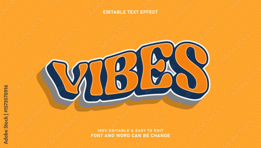Fototapete Vibes text effect with editable 3d style