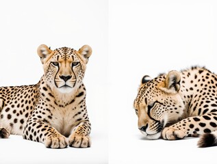 Cheetah Portrait: A stunning cheetah, resplendent in its spotted coat, captured in a studio setting, embodying both alertness and serenity.