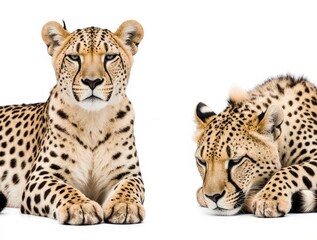 Leopard in the Moment: Capturing the moment, these cheetahs exude a regal stillness, their spotted coats adding a touch of untamed beauty to the image.