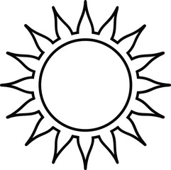 sun icon vector line art on transparent background