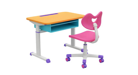 Fototapeta premium Adjustable Child's Desk and Pink Chair Set 3D Render