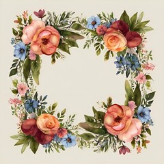 Corner Blooms: Square Botanical Frame

