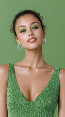 Fresh Spring Beauty Portrait with Green Eyeshadow – Clean Skincare and Makeup Banner Template