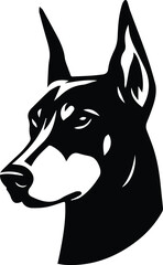 Dobermann Pinscher Dog Head Vector – Strong Guard Dog Illustration for Tattoos, Logos, and Cricut Projects

