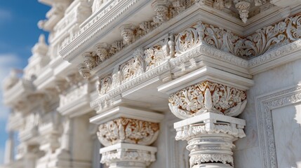 Obraz premium Detailed carvings on stone and wood create a captivating atmosphere, blending tranquility with regal elegance in the temple