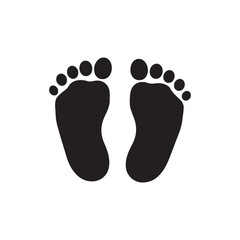 Black baby feet print silhouette vector flat illustration design On White Back ground
