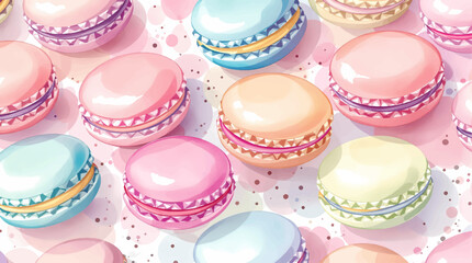 Watercolor pattern macaroni on white background vector	