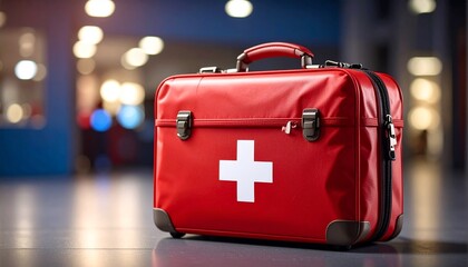 Red first aid kit symbolizes readiness for medical emergencies.