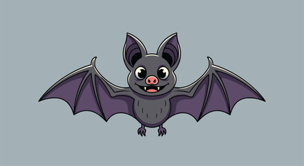 Pixel art flying bat with wide open mouth and big eyes illustration for halloween decoration or spooky theme party