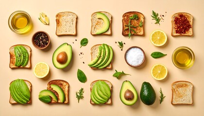 Naklejka premium Deconstructed Avocado Toast Ingredients