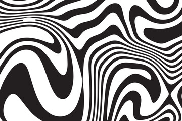 Abstract liquid line in black color. decorative background design with zebra line