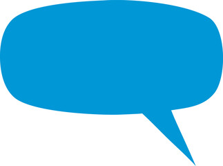 A single blue speech bubble graphic isolated on a white background, isolated ona  transparent background