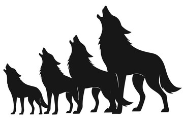 Pack of Howling Wolves Vector | Night Forest Wildlife Scene Design