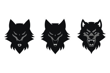 Aggressive Howling Wolf Silhouette Set | Alpha Predator Animal Vector Bundle