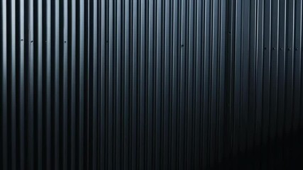 Dark ribbed metal wall, textured backdrop with vertical lines, modern architecture and building material background. - Powered by Adobe