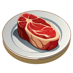 Raw Beef Steak on Plate Ready for Cooking