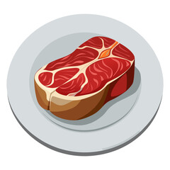 Raw Beef Steak on a Plate Ready for Cooking