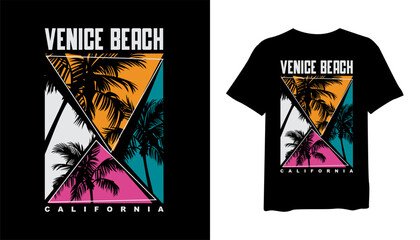 Venice Beach t-shirt design. palm trees silhouette t shirt design. t-shirt design vector for print. California logo design vector illustration. quotes for t shirt