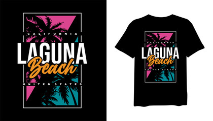 Laguna Beach t-shirt design. tropical trees silhouette t shirt design. t-shirt design vector for print. logo design vector illustration. quotes for t shirt