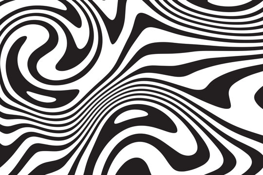 Abstract background design with line liquify effect in black and white color