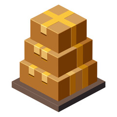 Stack of Cardboard Boxes Secured with Tape for Shipping