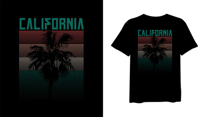 California t-shirt design. palm trees silhouette t shirt design. t-shirt design vector for print. California logo design vector illustration. quotes for t shirt