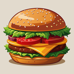 Delicious Cartoon Cheeseburger