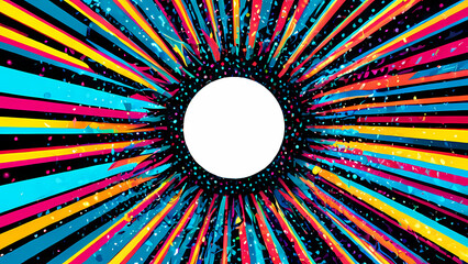 Vibrant abstract design featuring colorful rays radiating from a central point in a dynamic and energetic composition Generative AI