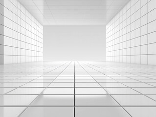 Obraz premium ミニマルで静寂な幾何学空間が描く未来的パース（プレゼン グラフィック コンセプト）