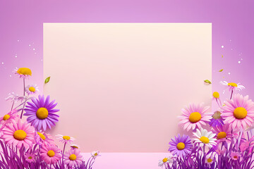 Bright floral background with colorful daisies and blank space for text or design in pastel colors Generative AI