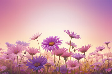 Colorful wildflowers bloom in a serene field at sunset, creating a peaceful and vibrant landscape Generative AI