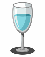 Glass of Water on Coaster Simple Cartoon Illustration