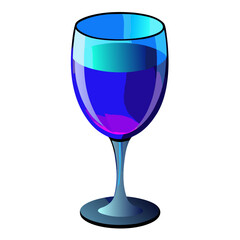 Vibrant Blue Wine Glass Illustration Digital Art
