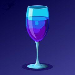 Abstract Illustration of a Wine Glass with Vibrant Purple and Blue Liquid