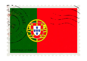 Portugal flag png post stamp sticker, transparent background