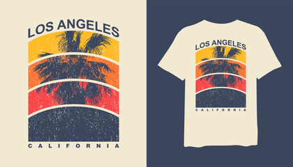 Los Angeles t-shirt design. palm trees silhouette t shirt design. retro t-shirt design vector for print. California logo design vector illustration. quotes for t shirt