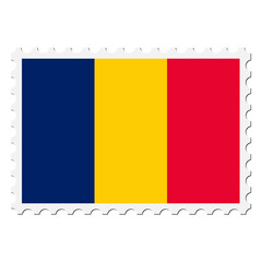 Romania flag png sticker, postage stamp, transparent background. Free public domain CC0 image.