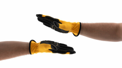 Gloved hands extend for a handshake