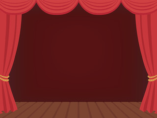催し物で使われそうな赤い舞台幕のイラスト