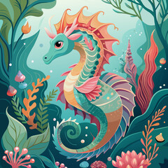 Fantastic Colorful Seahorse in Vibrant Underwater World