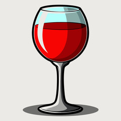 Glass of Red Wine Illustration for Menus and Websites